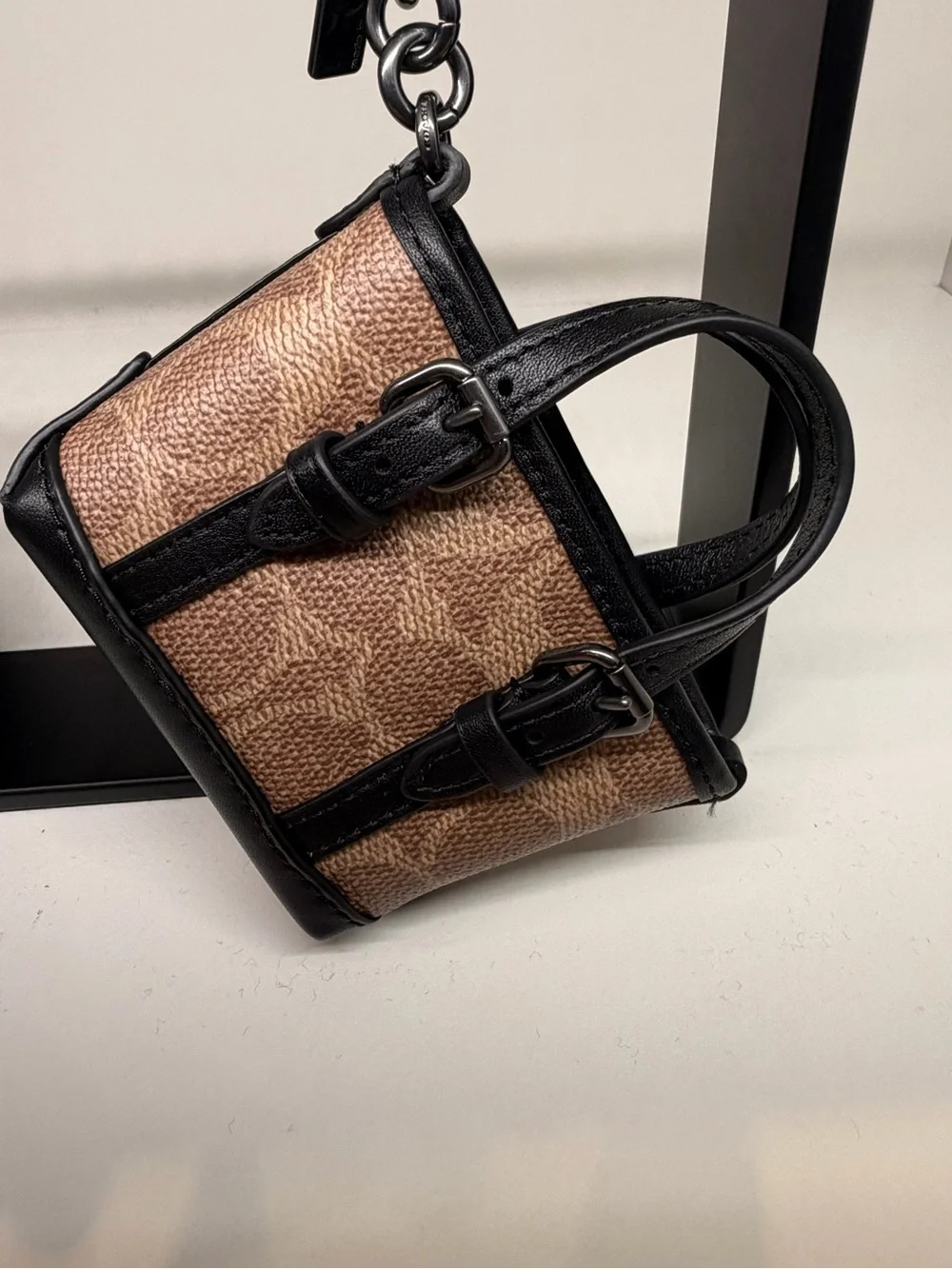 Coach Black Signature Small Key chain/bag charm new